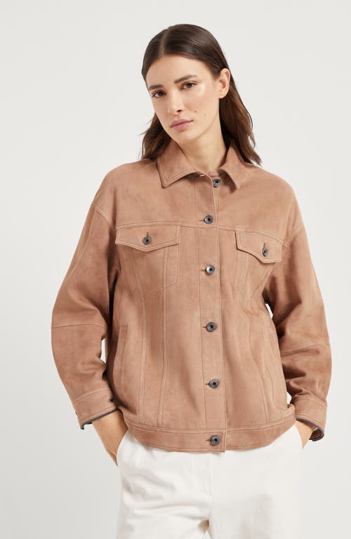 Brunello Cucinelli Couture Suede Jacket In Rust Brown