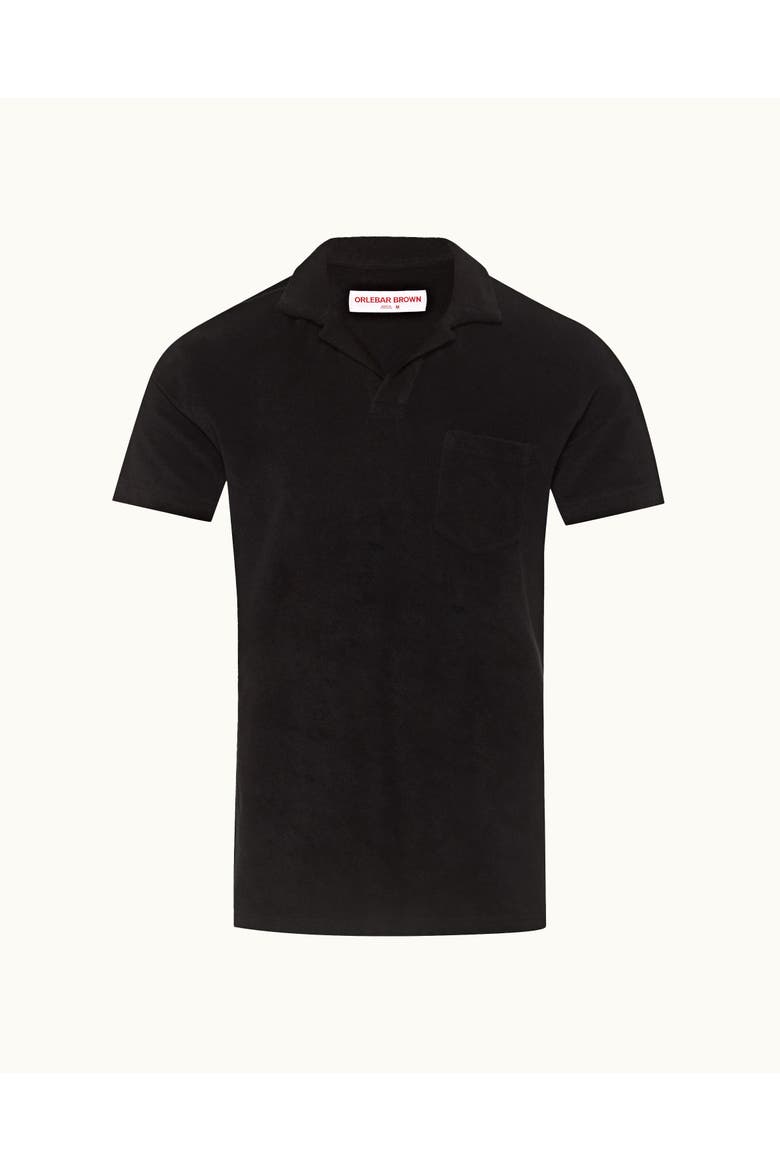 Terry Towelling Tailored Fit Towelling Polo Shirt, Alternate, color, Black
