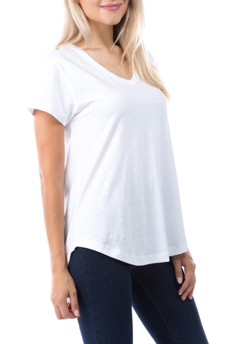 V-Neck High-Low T-Shirt, Alternate, color, WHITE