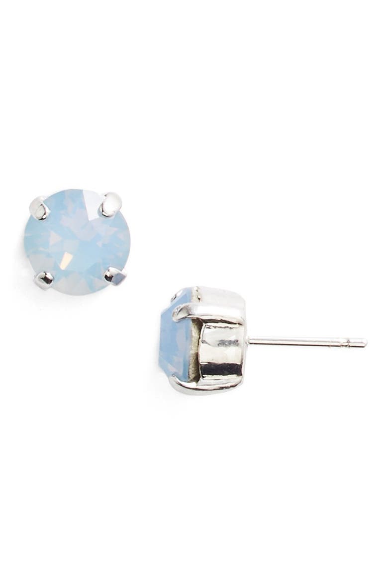 'Grace' Crystal Stud Earrings, Main, color, AIR BLUE OPAL/ SILVER