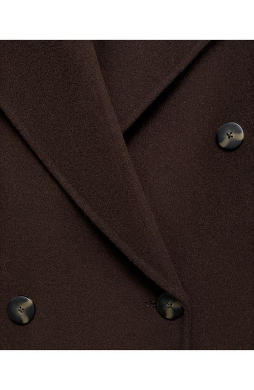 Mango Picarol Double Breasted Wool Blend Coat In Brown