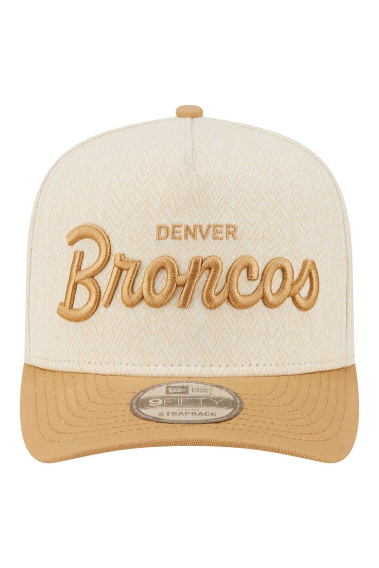 Men's New Era  Cream Denver Broncos Herringbone 9FIFTY A-Frame Snapback Hat, Alternate, color, Cream