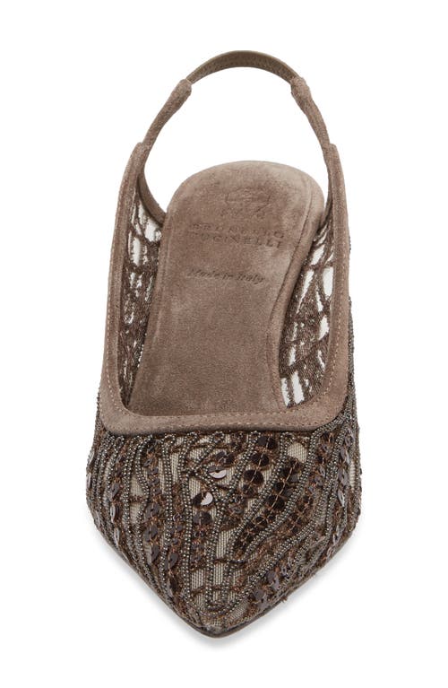Brunello Cucinelli Glistening Abstract Embroidery City Pumps 55 In C3022 Chocolate