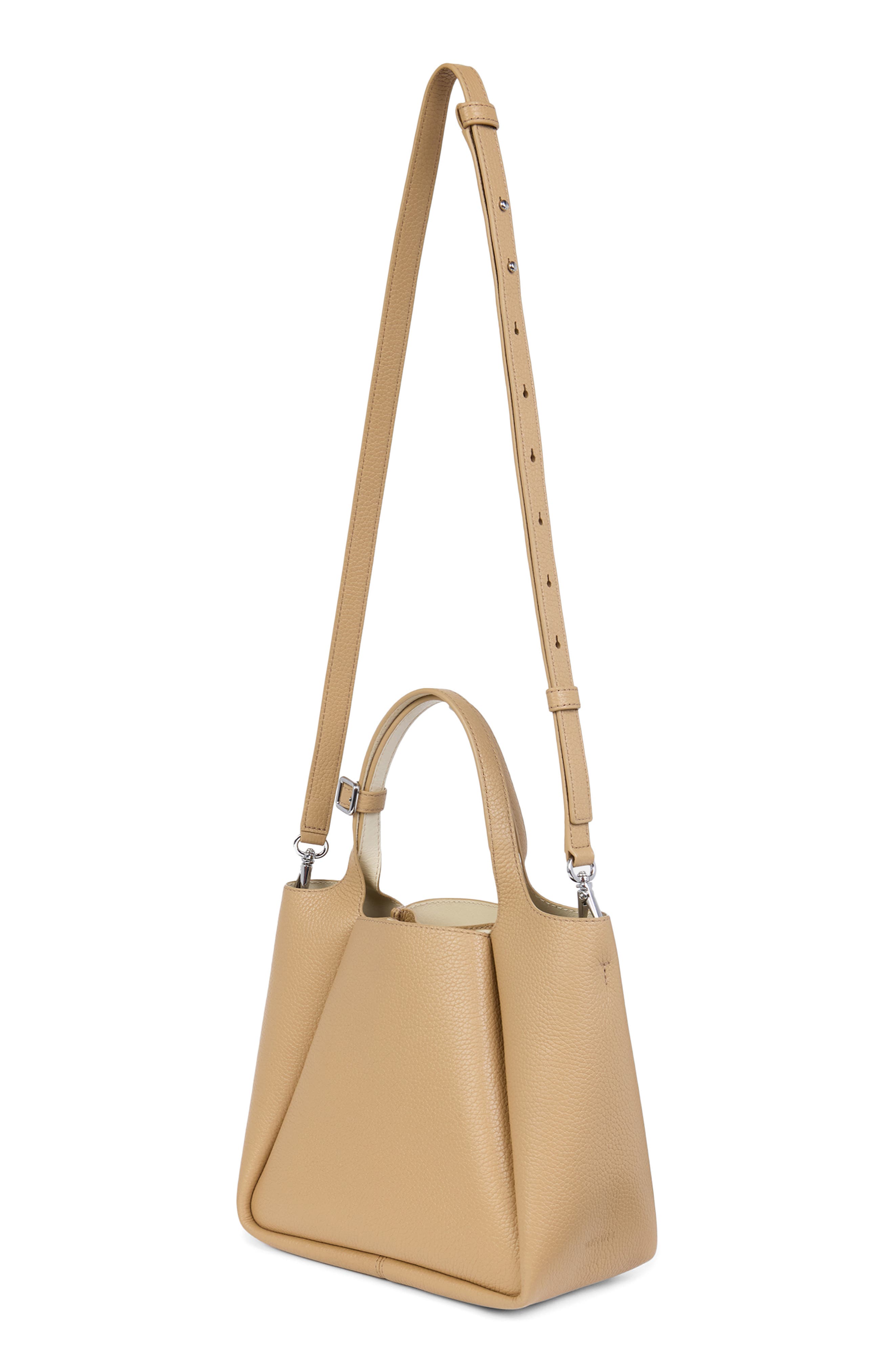 Trapeze Leather Bucket Bag, Alternate, color, CAMEL MULTI