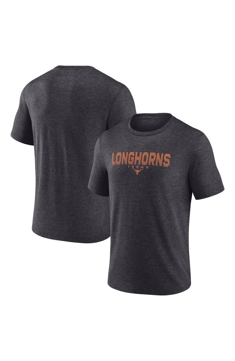 FANATICS Men's Fanatics Heather Charcoal Texas Longhorns Tri-Blend T-Shirt, Alternate, color,
