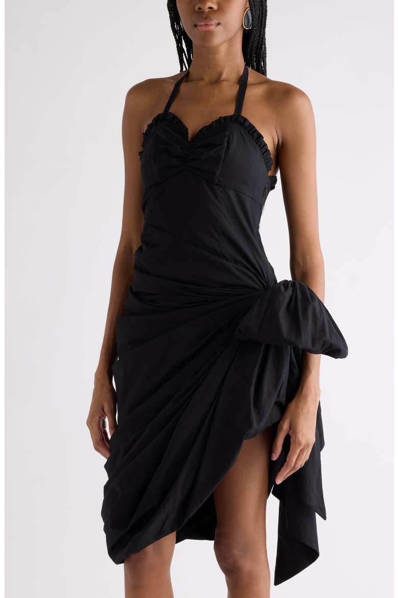 Draped Organic Cotton Poplin Dress, Alternate, color, BLACK