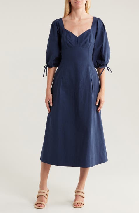 Cotton Blend Midi Dress