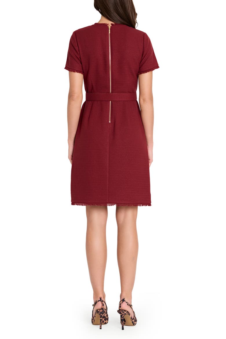 Metallic Bouclé Sheath Dress, Alternate, color, WINE