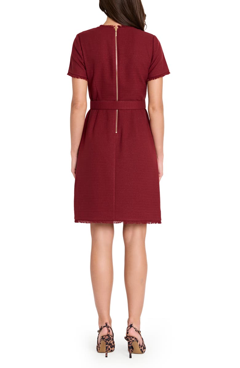 Tahari ASL Metallic Bouclé Sheath Dress, Alternate, color, Wine