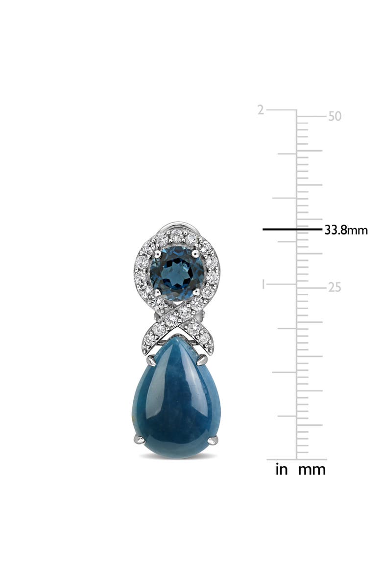 Gemstone Drop Halo Leverback Earrings, Alternate, color, Blue Topaz