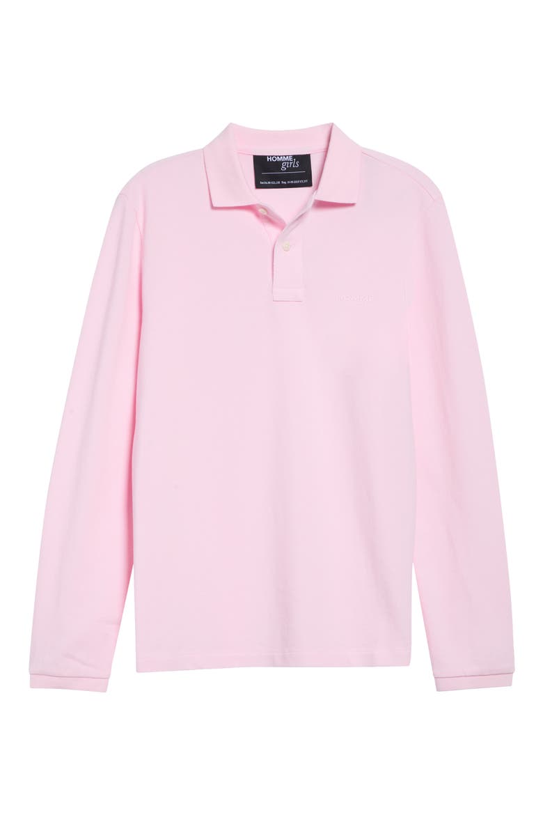 Long Sleeve Cotton Polo, Main, color, PINK