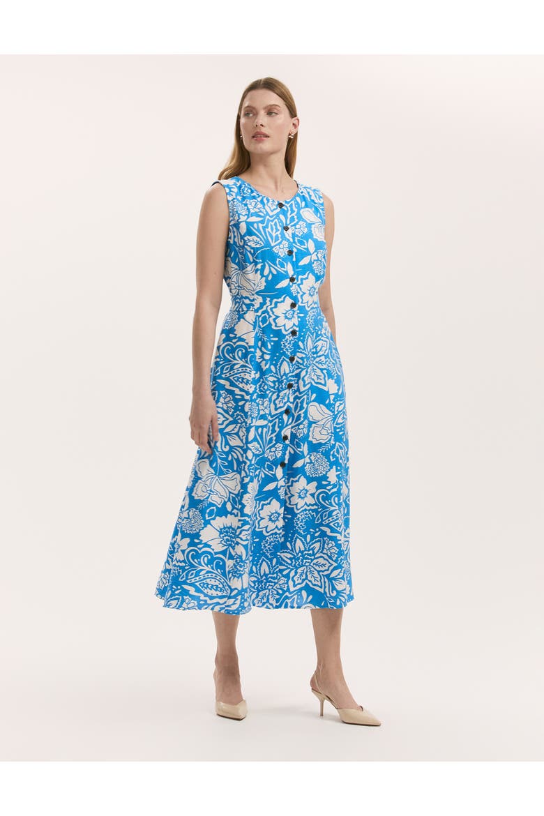 Aimee Floral Midi Dress, Main, color, Blue Flower