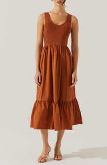 ASTR the Label Mixed Media Fit & Flare Dress