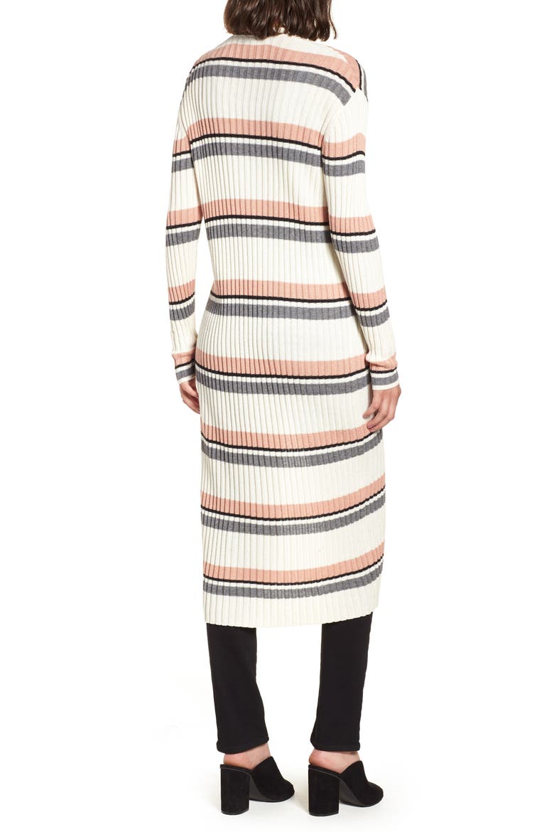 Stripe Midi Open Cardigan, Alternate, color, IVORY EGRET MEGAN STRIPE