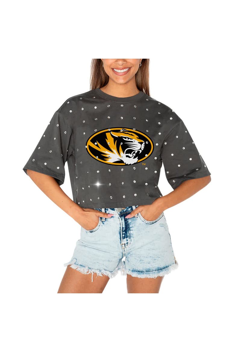 Women's Gameday Couture Gray Missouri Tigers Go Time Rhinestone Crop T-Shirt, Main, color, Gray