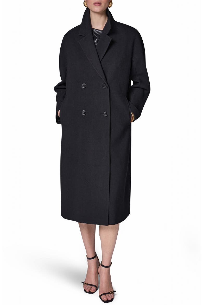 Double Breasted Slouch Coat, Main, color, BLACK