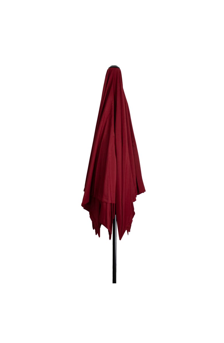 Northlight 8.85ft Outdoor Patio Lotus Umbrella with Hand Crank, Burgundy, Alternate, color, Red