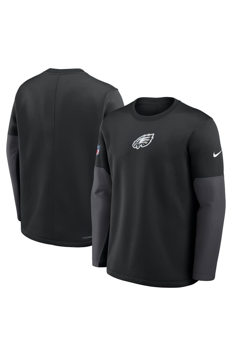 Nike Men's Nike Black Philadelphia Eagles Sideline Coach Therma-FIT Long Sleeve T-Shirt, Alternate, color, Black