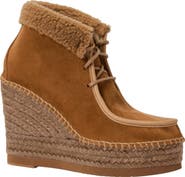 André Assous Genuine Shearling & Suede Wedge Bootie