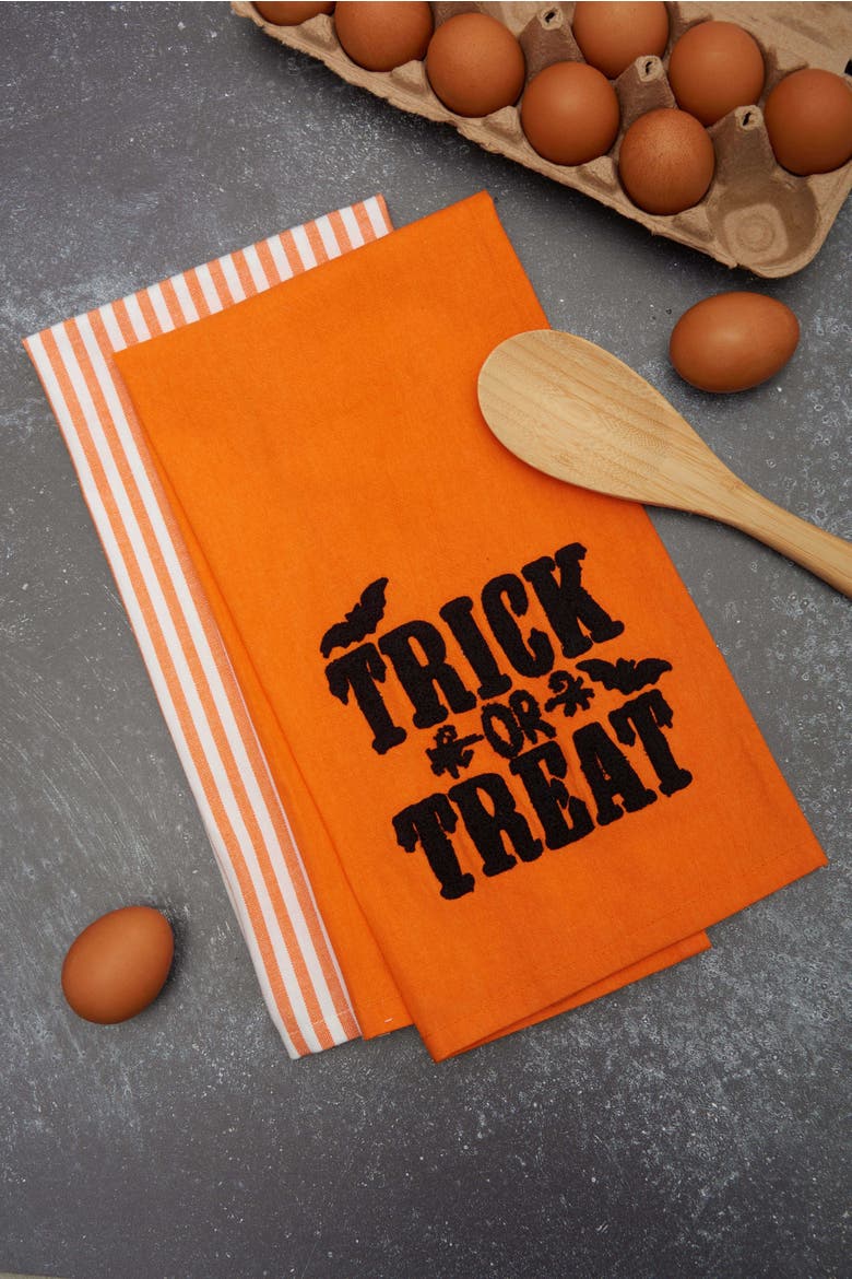 Trick or Treat Stripe Towel Set of 2, Alternate, color, Black