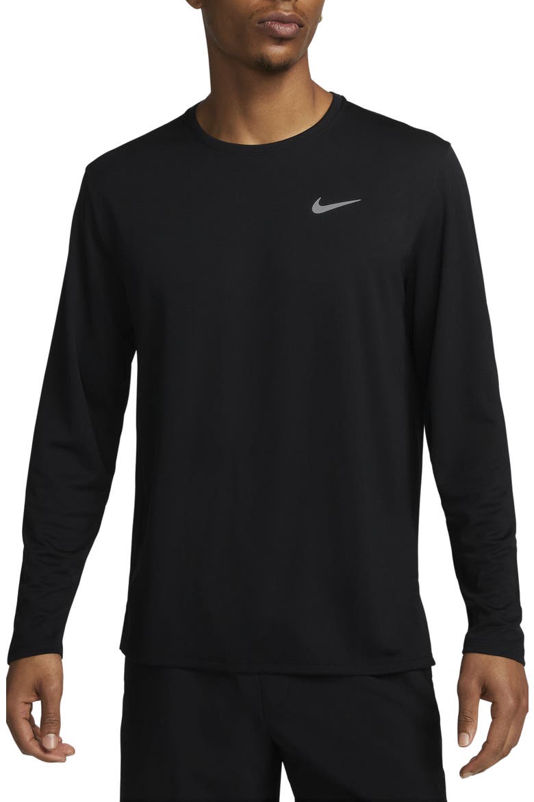 Dri-FIT UV Long-Sleeve Running Top, Main, color, BLACK