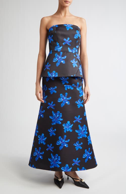 Emilia Wickstead Tamilla Floral Genzianella Mermaid Skirt In Multi
