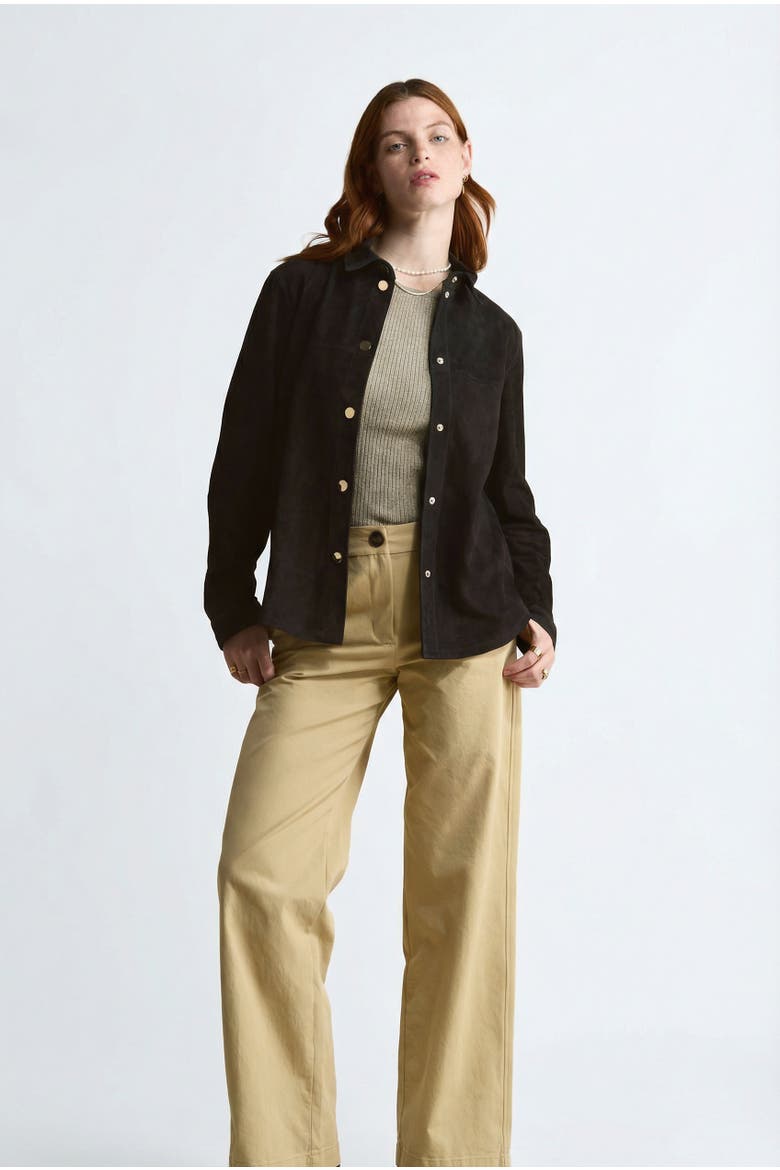 Sabine Suede Shirt, Alternate, color, Black