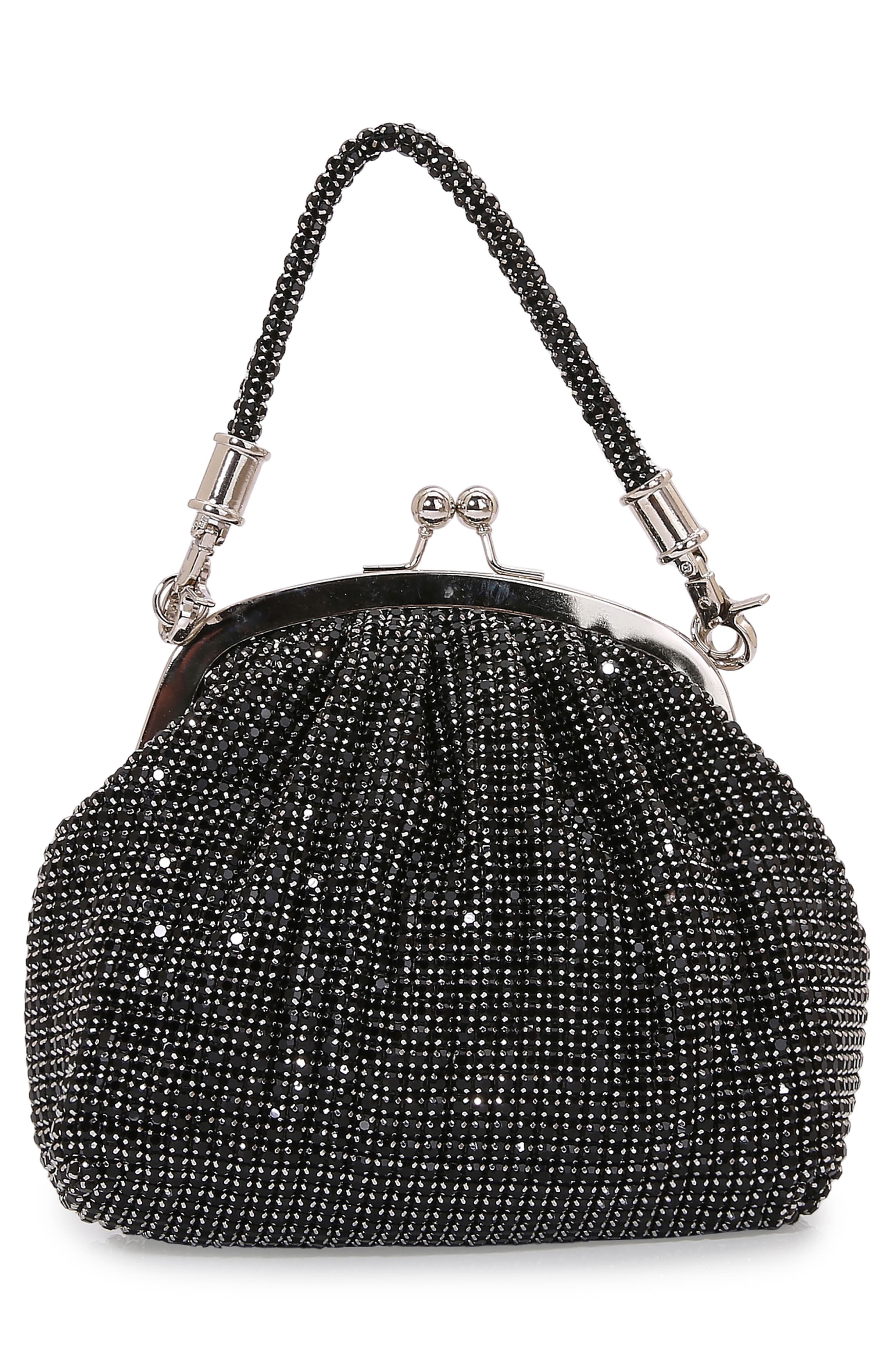 BERNESS Rhinestone Handbag, Alternate, color, Black