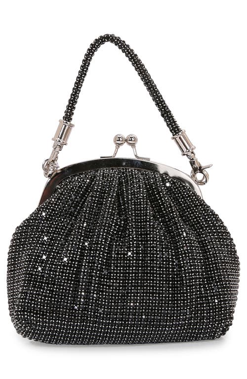 Berness Embellished Handle Rhinestone Frame Clutch In Black
