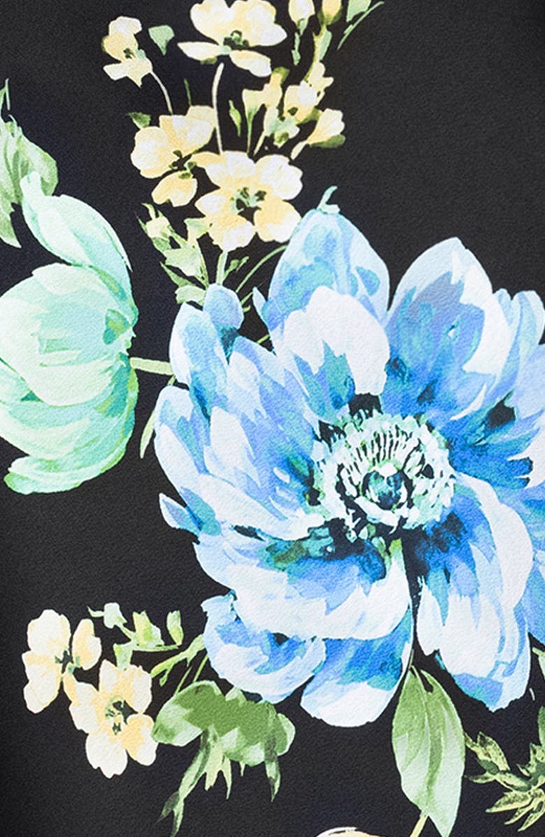 Betsy & Adam Floral Satin Halter Gown, Alternate, color, Black/ Multi