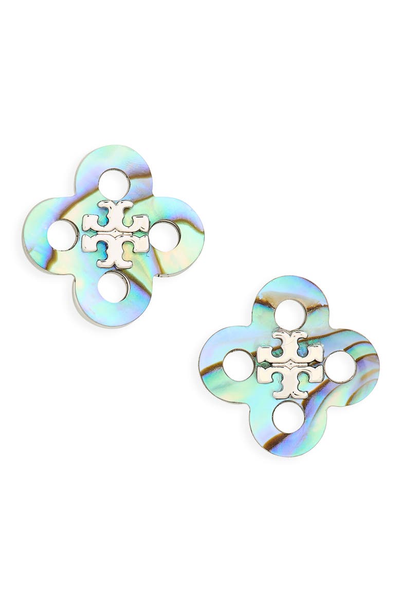 Forget Me Not Stud Earrings, Main, color, TORY SILVER / ABALONE