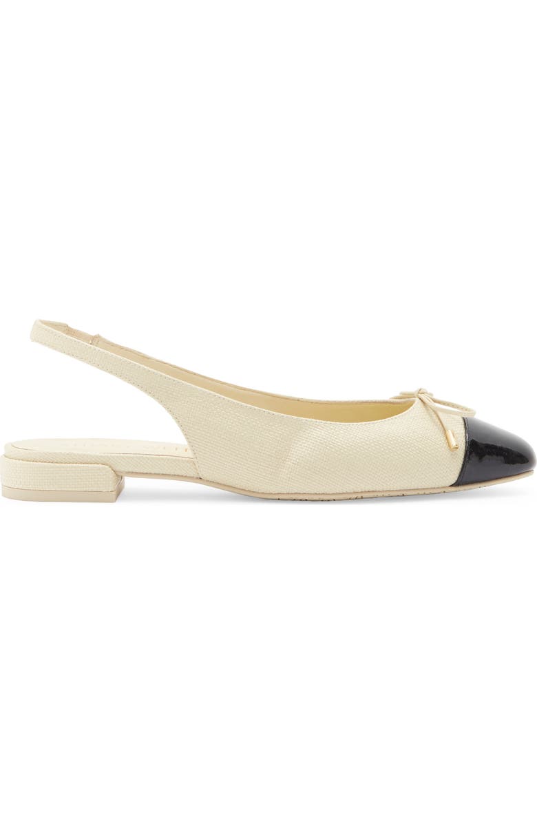 Stuart Weitzman Sleek Bow Slingback Flat, Alternate, color, Natural/ Black