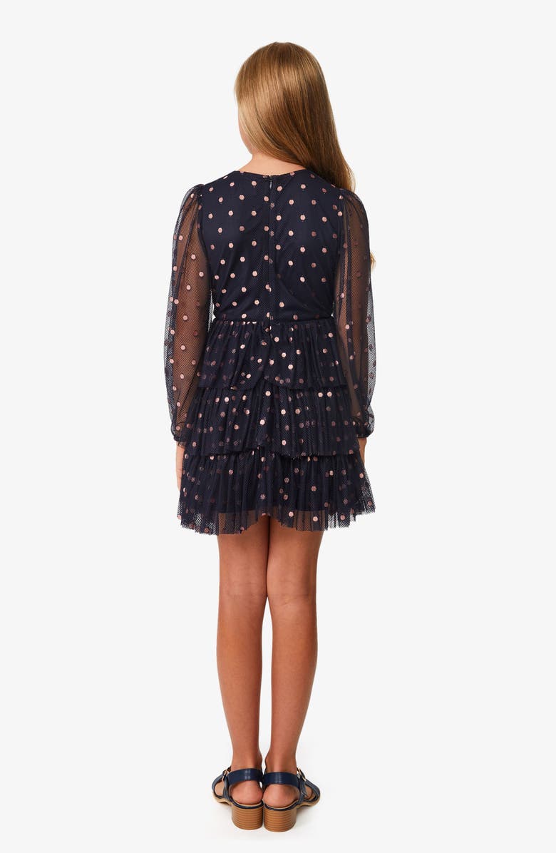 Bardot Junior Kids' Long Sleeve Spot Mesh Minidress, Alternate, color,