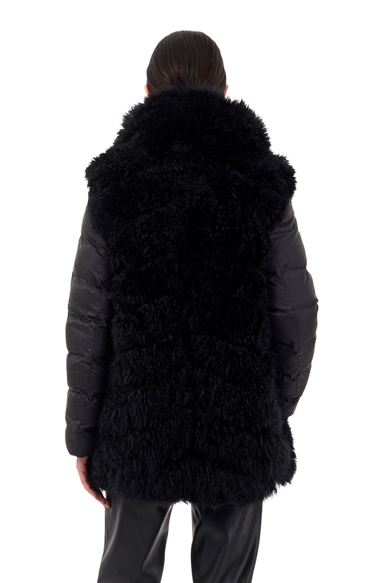 Genuine Shearling Chevron Jacket With Detachable Quilted Sleeves, Alternate, color, BLACK/BLACK