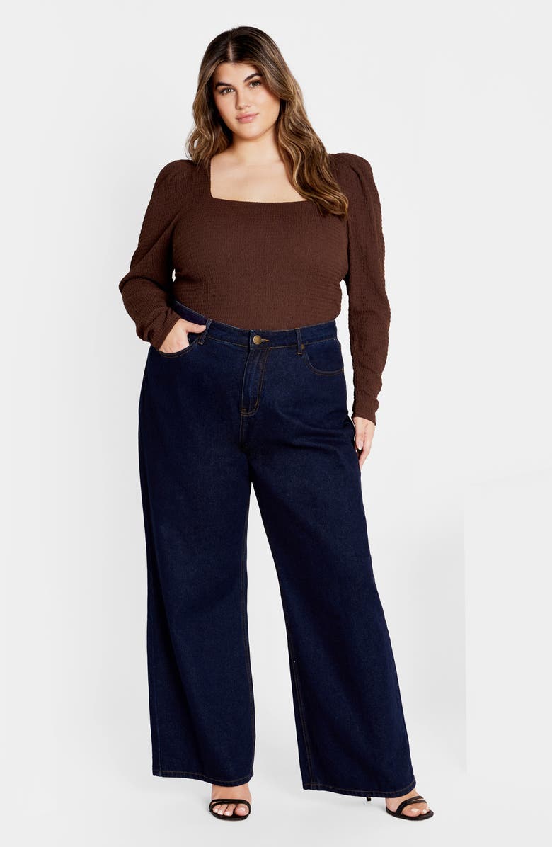 City Chic Jacqueline Texture Top, Alternate, color, Chocolate