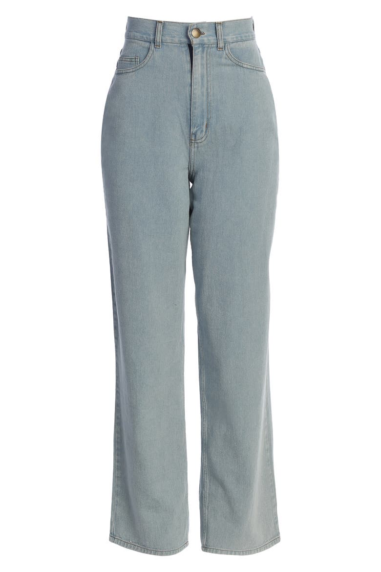 High Waist Straight Leg Jeans, Alternate, color, BLUE
