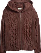 PacSun Dylan Cable Knit Zip-Up Hooded Sweater