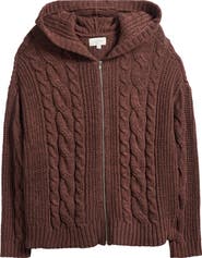 PacSun Dylan Cable Knit Zip-Up Hooded Sweater