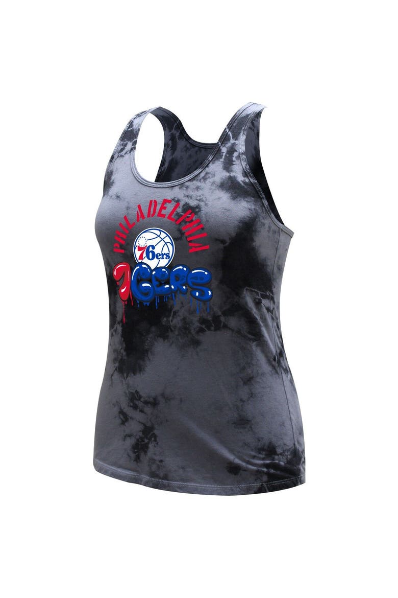 Women's Stadium Essentials  Charcoal Philadelphia 76ers Street Art Dark Crystal Washed Tank Top, Alternate, color, Charcoal