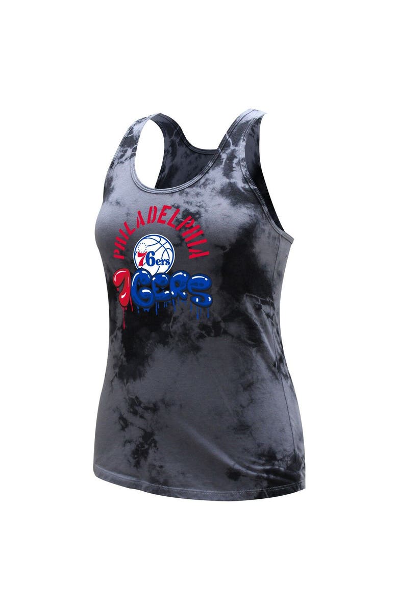 Stadium Essentials Women's Stadium Essentials Charcoal Philadelphia 76ers Street Art Dark Crystal Washed Tank Top, Alternate, color,
