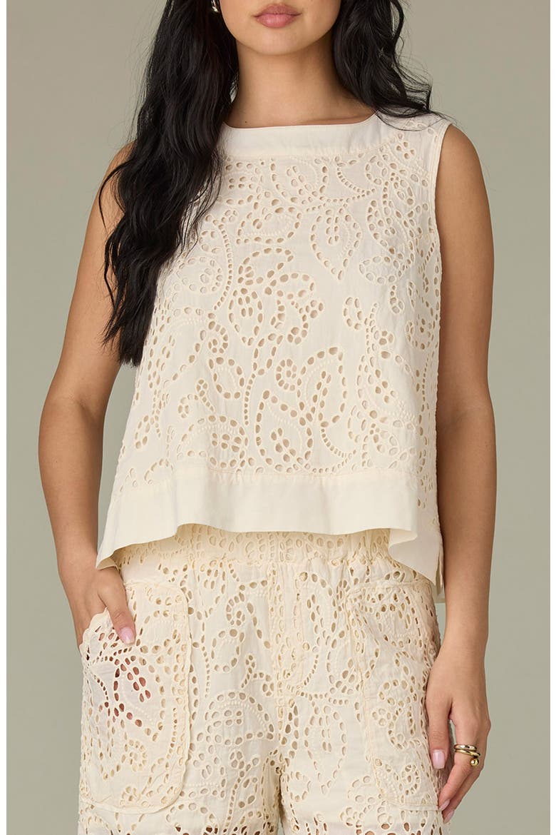 Eyelet Crop Tank, Main, color, ECRU