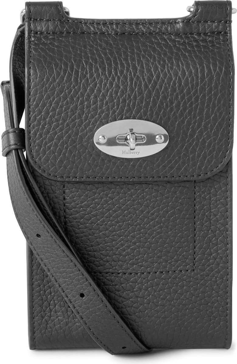 Mulberry Mini Antony Leather Crossbody Bag, Main, color, Black