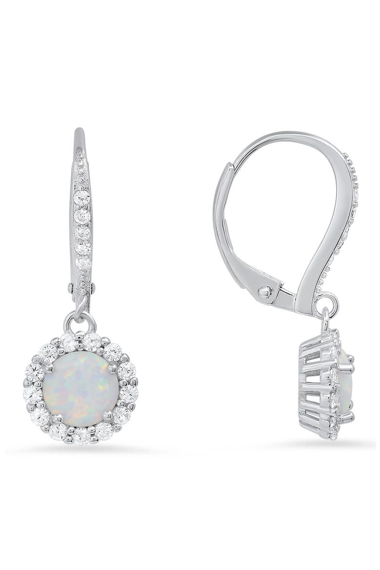 Sterling Silver CZ Halo Drop Earrings, Main, color, SILVER