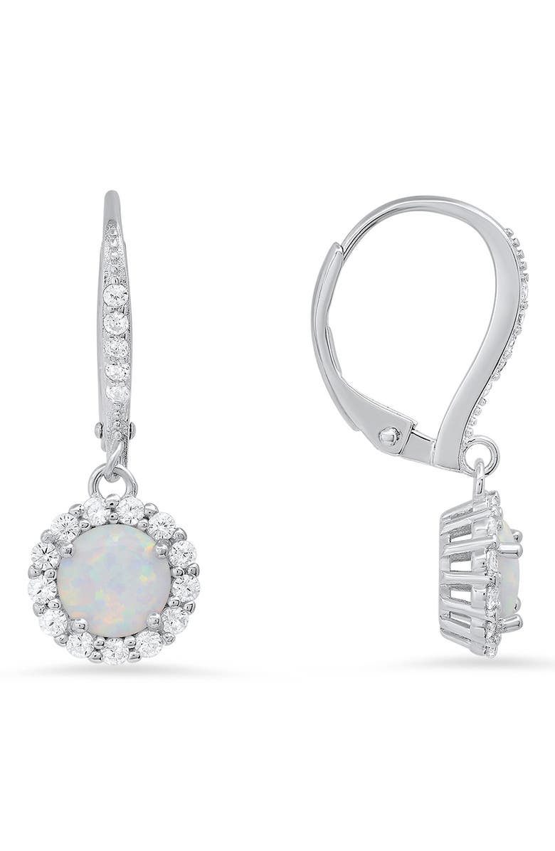 Queen Jewels Sterling Silver CZ Halo Drop Earrings, Main, color, Silver