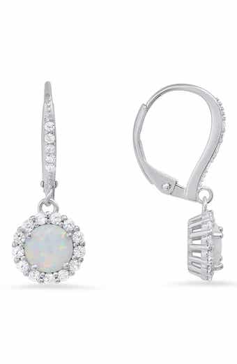 Sterling Silver CZ Halo Drop Earrings