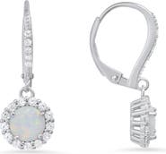 Queen Jewels Sterling Silver CZ Halo Drop Earrings