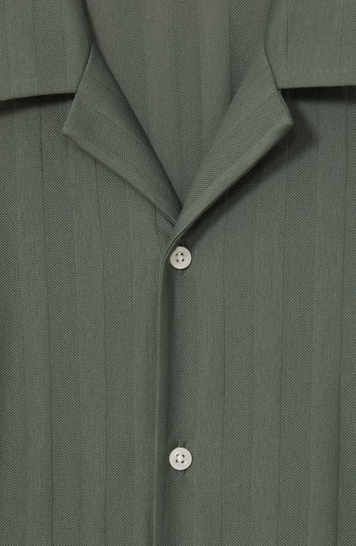 Reiss Sampson Textured Stripe Camp Shirt In Green