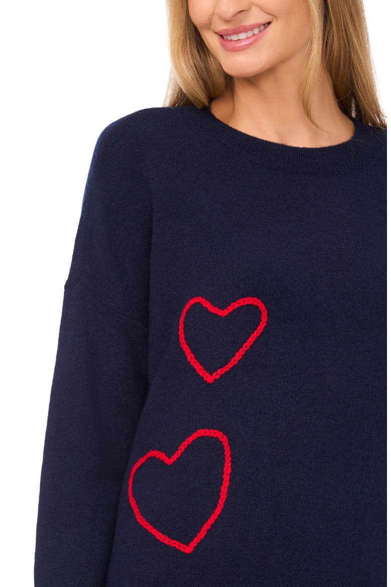 Embroidered Heart Tipped Sweater, Alternate, color, CLASSIC NAVY