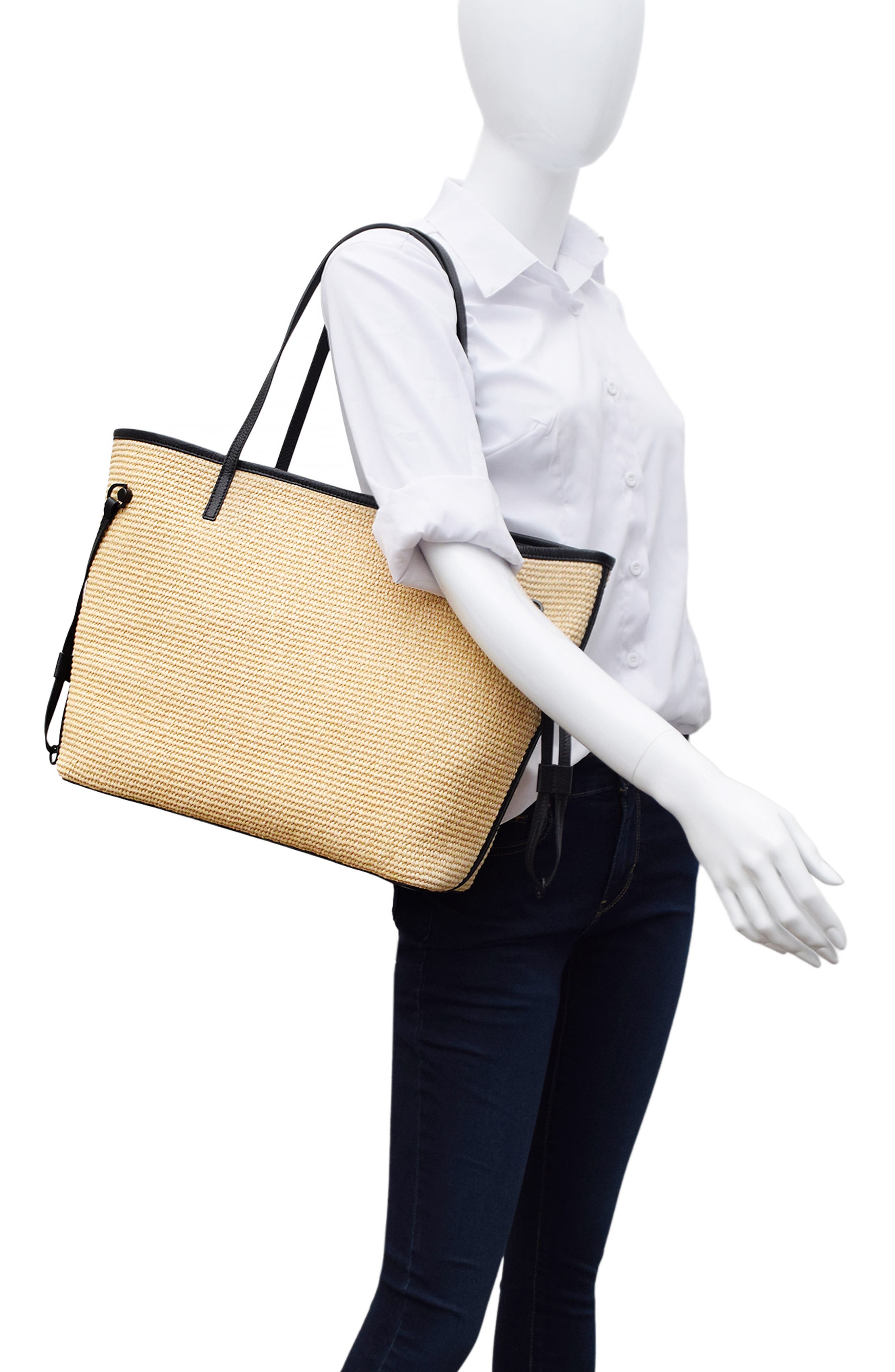 Thacker Kiera Woven Straw Tote, Alternate, color, Natural / Black