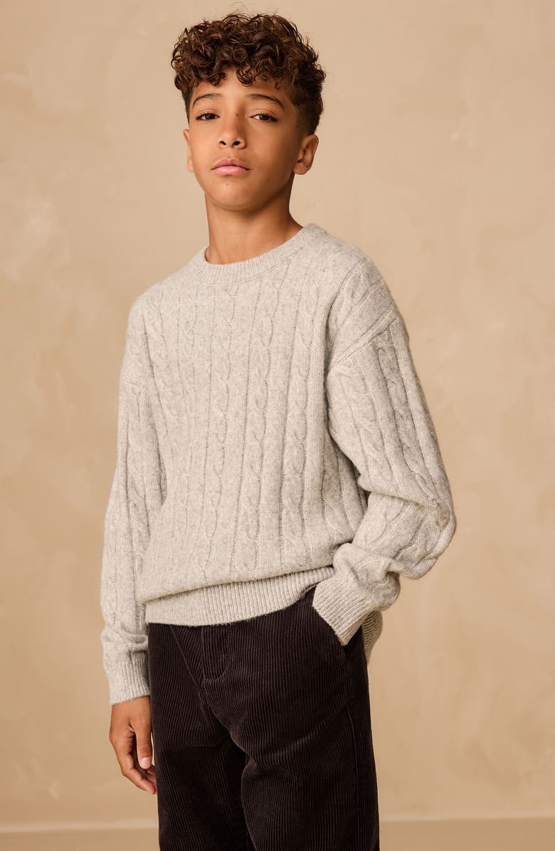 NEXT Kids' Cable Crewneck Sweater, Alternate, color, Grey